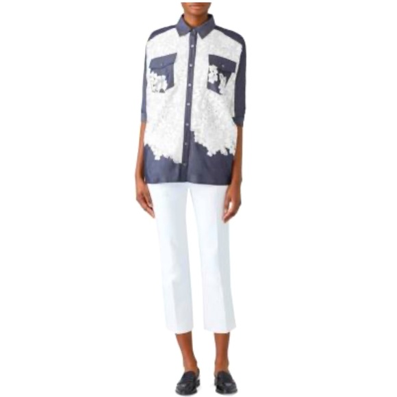 BADGLEY MISCHKA  Lace Chambray Button Down Top - Picture 3 of 14